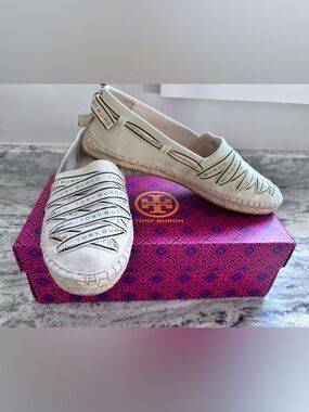 Tory Burch Ribbon Espadrille Recycled Canvas Herringbone